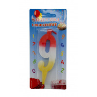 Lumânare cifra 9 Tricolor